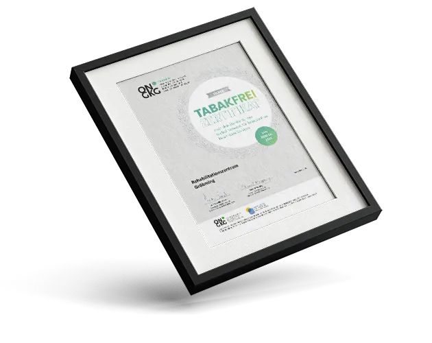 Silber-Tabakfrei-Zertifikat Reha-Zentrum Gr&ouml;bming