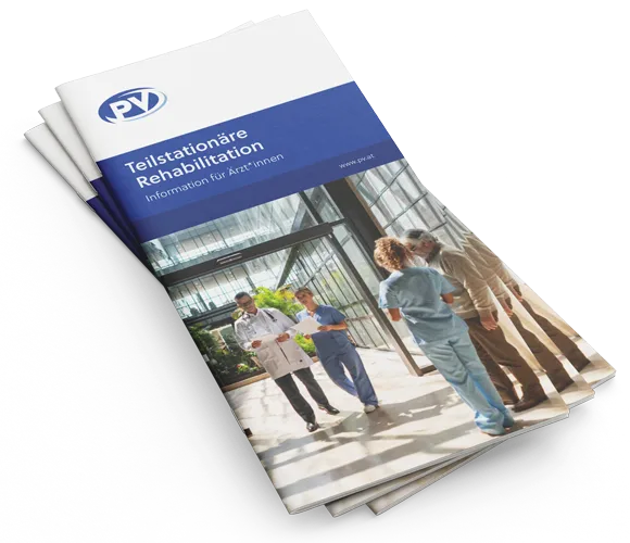 Titelbild der Broschüre "Teilstationäre Rehabilitation" für Ärzt*innen*Ärzte